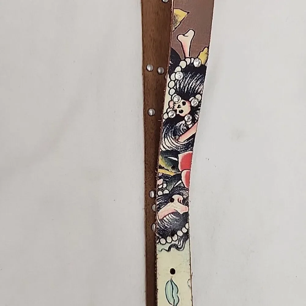 Belt Womens Ed Hardy Geisha Stones Leather M 42.5